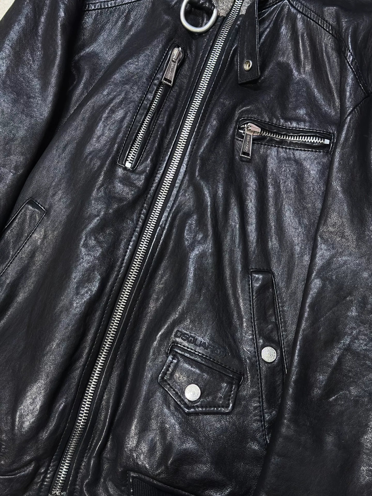 DSQUARED2 AW10 Two-Piece Knit-Panel Lambskin Motorcycle Jacket