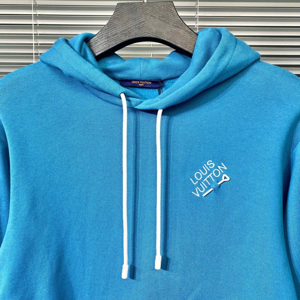 Louis Vuitton Hooded Embroidered Logo Blue Hoodie