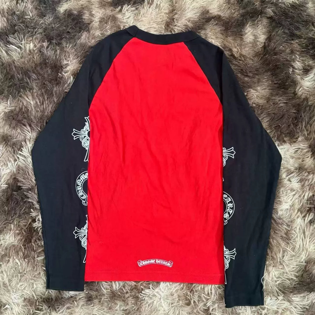 Chrome Hearts Black Red Three-Element Collar Sanskrit Long Sleeve Top