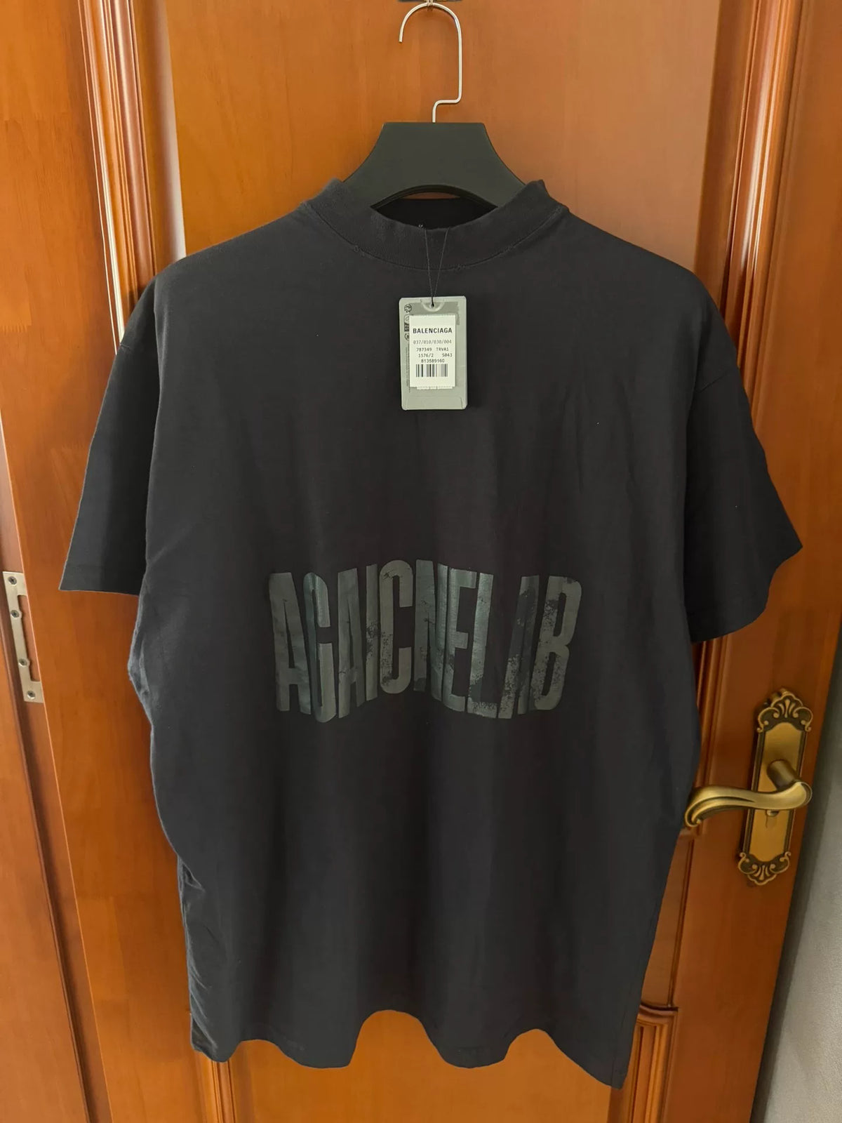 Balenciaga Cracked Tape Letter Logo Distressed Short Sleeve T-Shirt