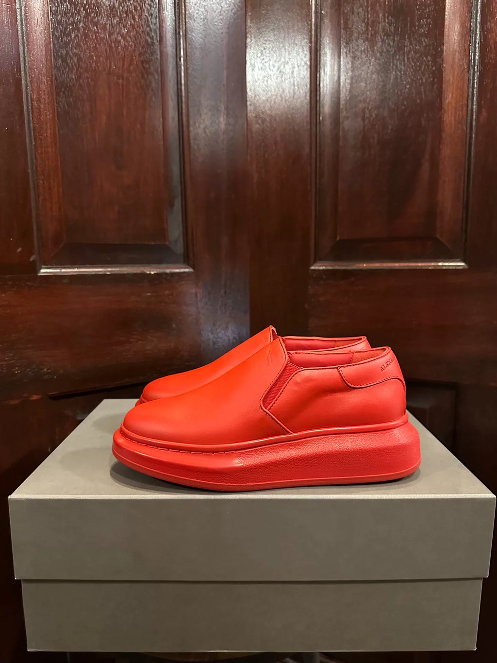 Alexander McQueen Red Thick-Sole Slip-On Sandals