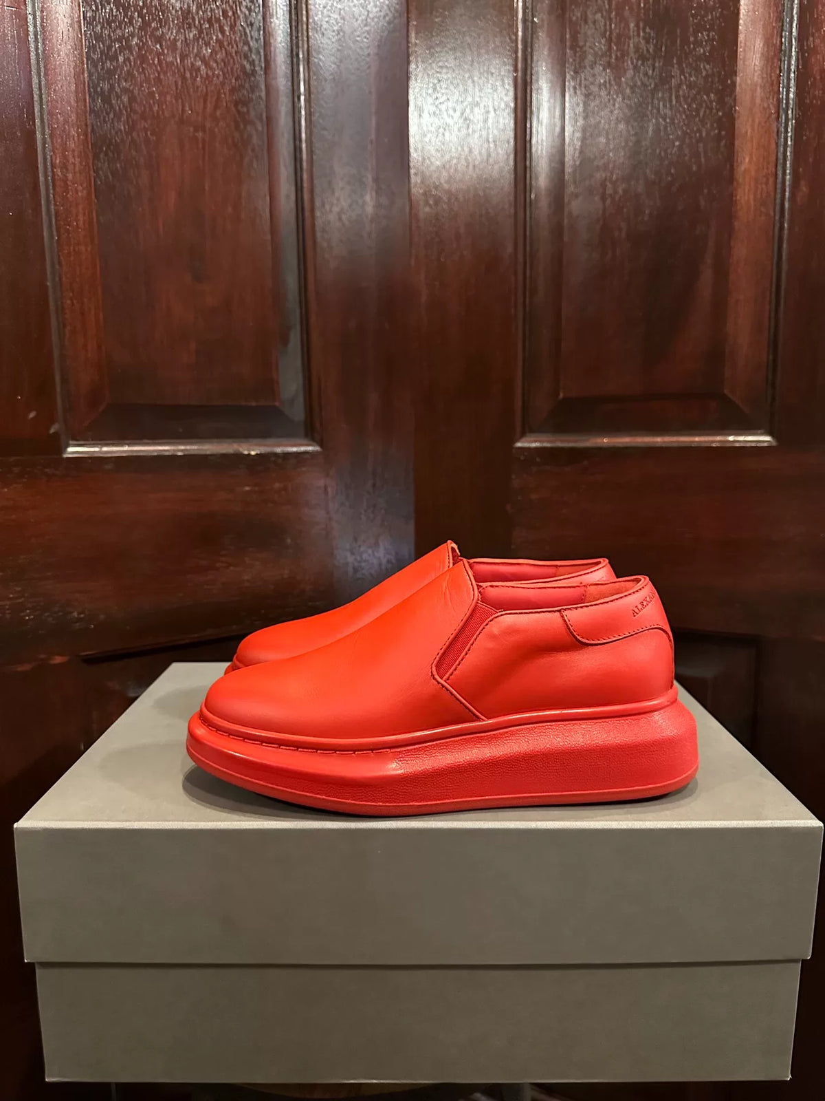 Alexander McQueen Red Thick-Sole Slip-On Sandals