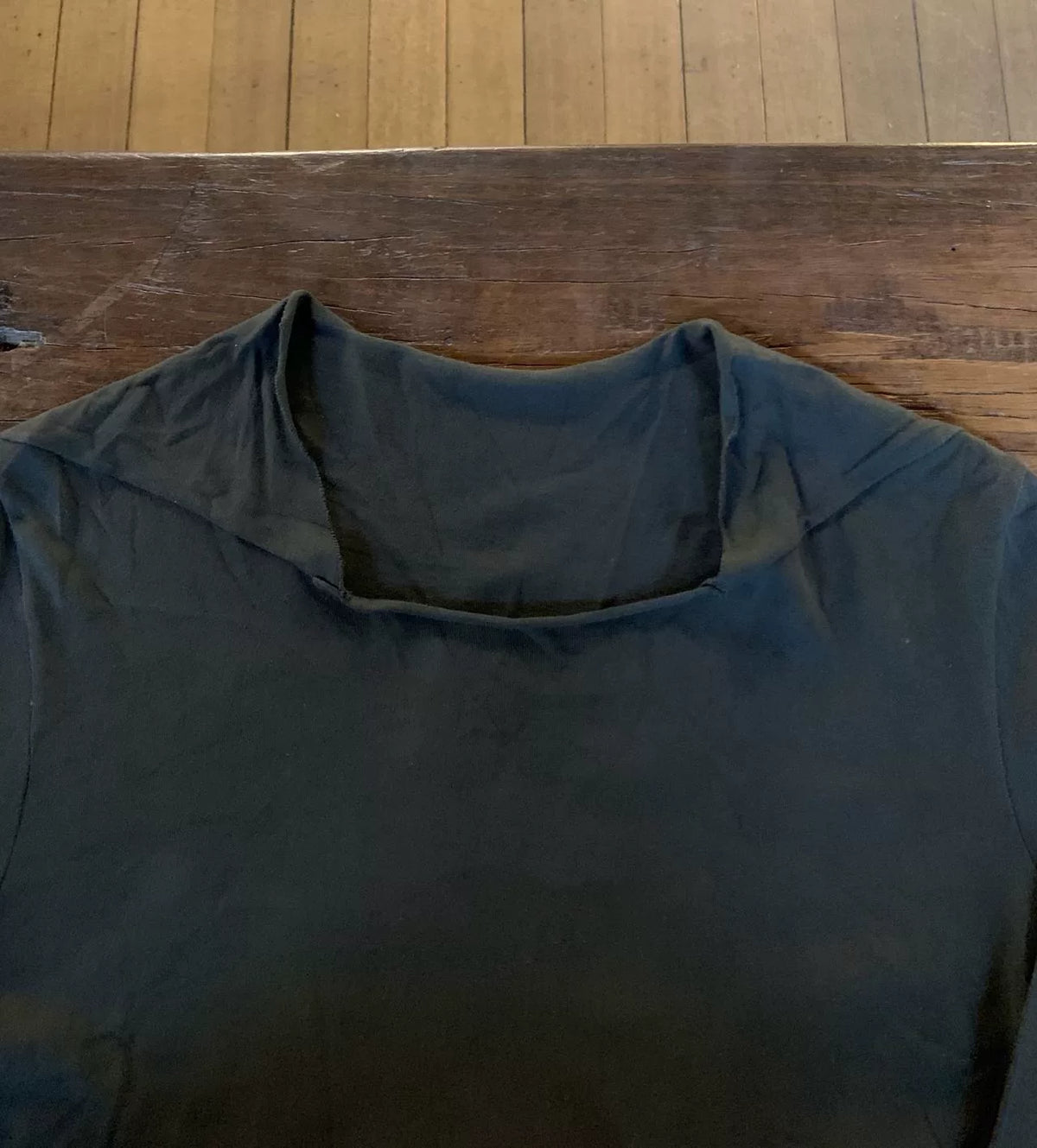 M.A+ FW16 Black Square Neck Longsleeve Tight Linen Tee