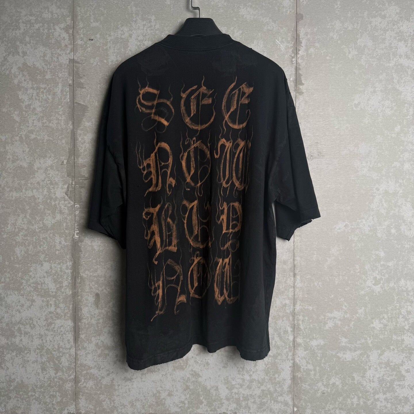 Balenciaga Distressed Sanskrit Letter Print T-Shirt