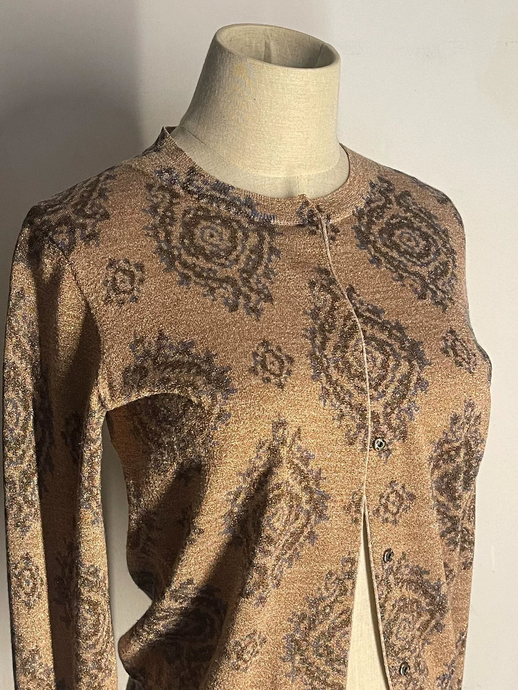 Dries Van Noten Gold Thread Fine Sparkle Knit Cardigan