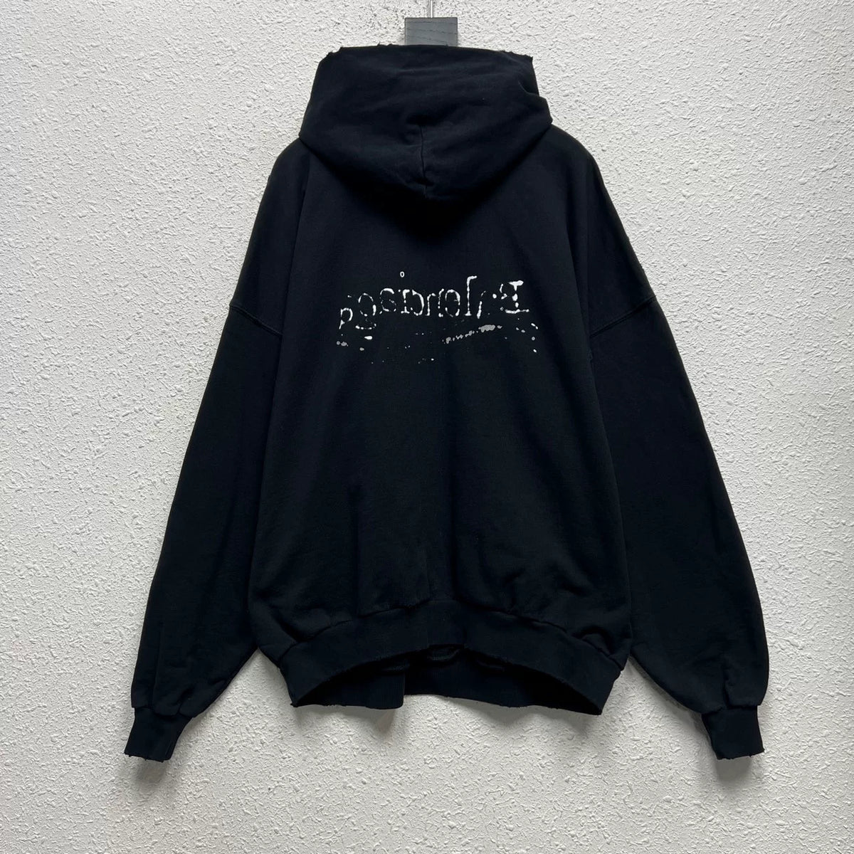 Balenciaga Black Color-Block Letter Logo Print Hooded Sweater