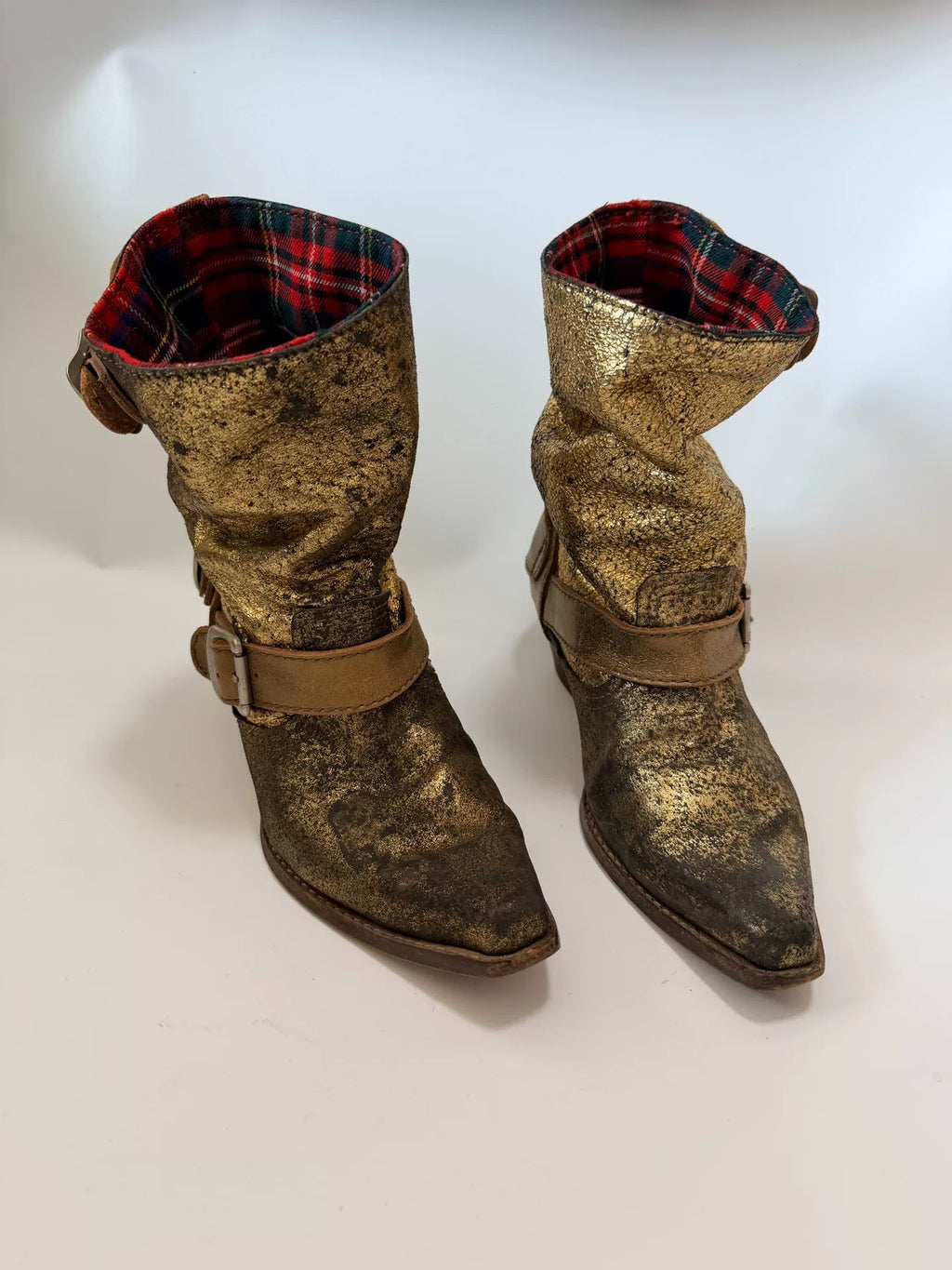 unya Watanabe gold leather boots