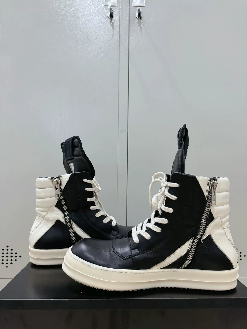 Rick Owens Black and White Inverted-Triangle Sneakers