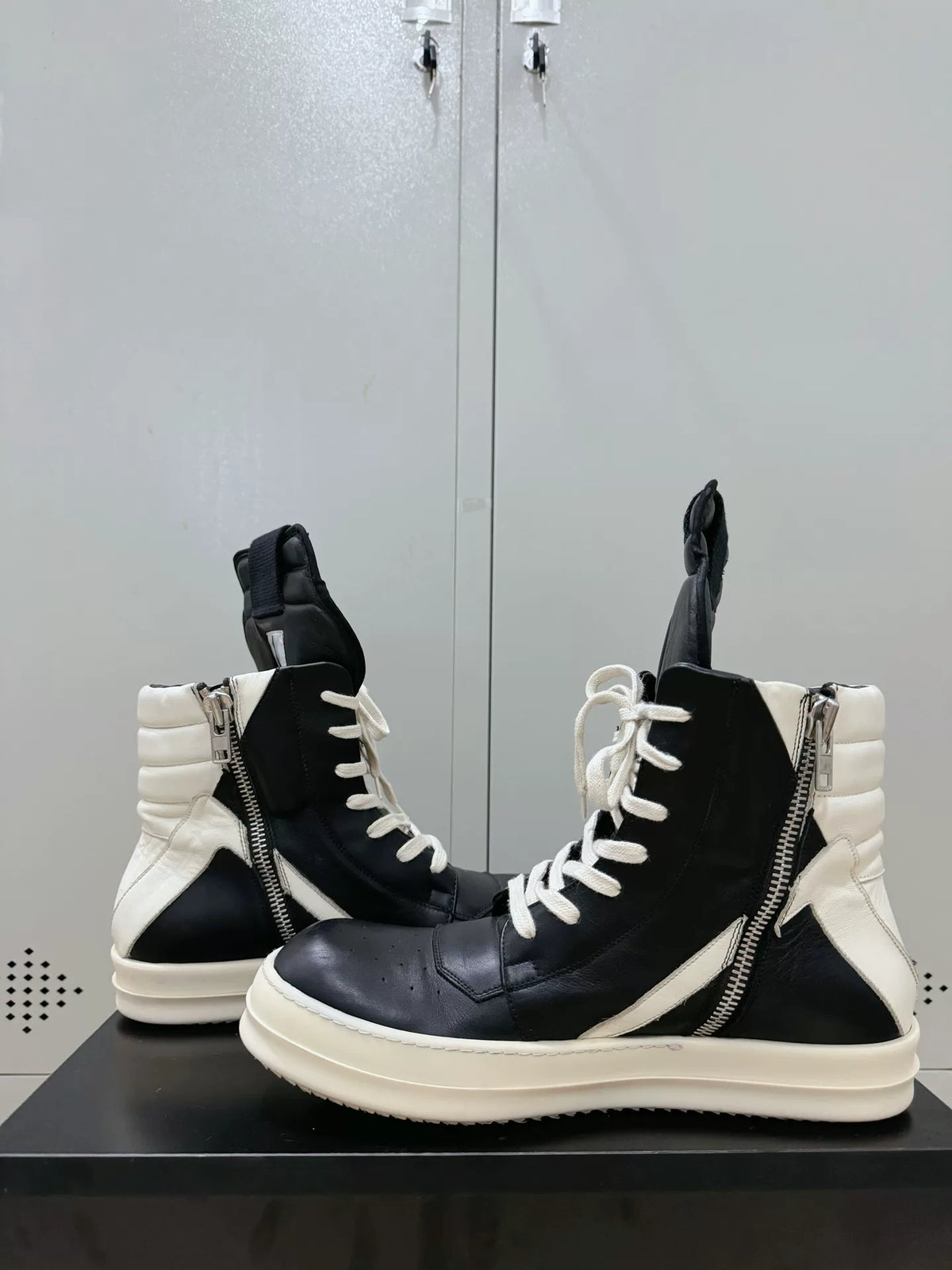 Rick Owens Black and White Inverted-Triangle Sneakers