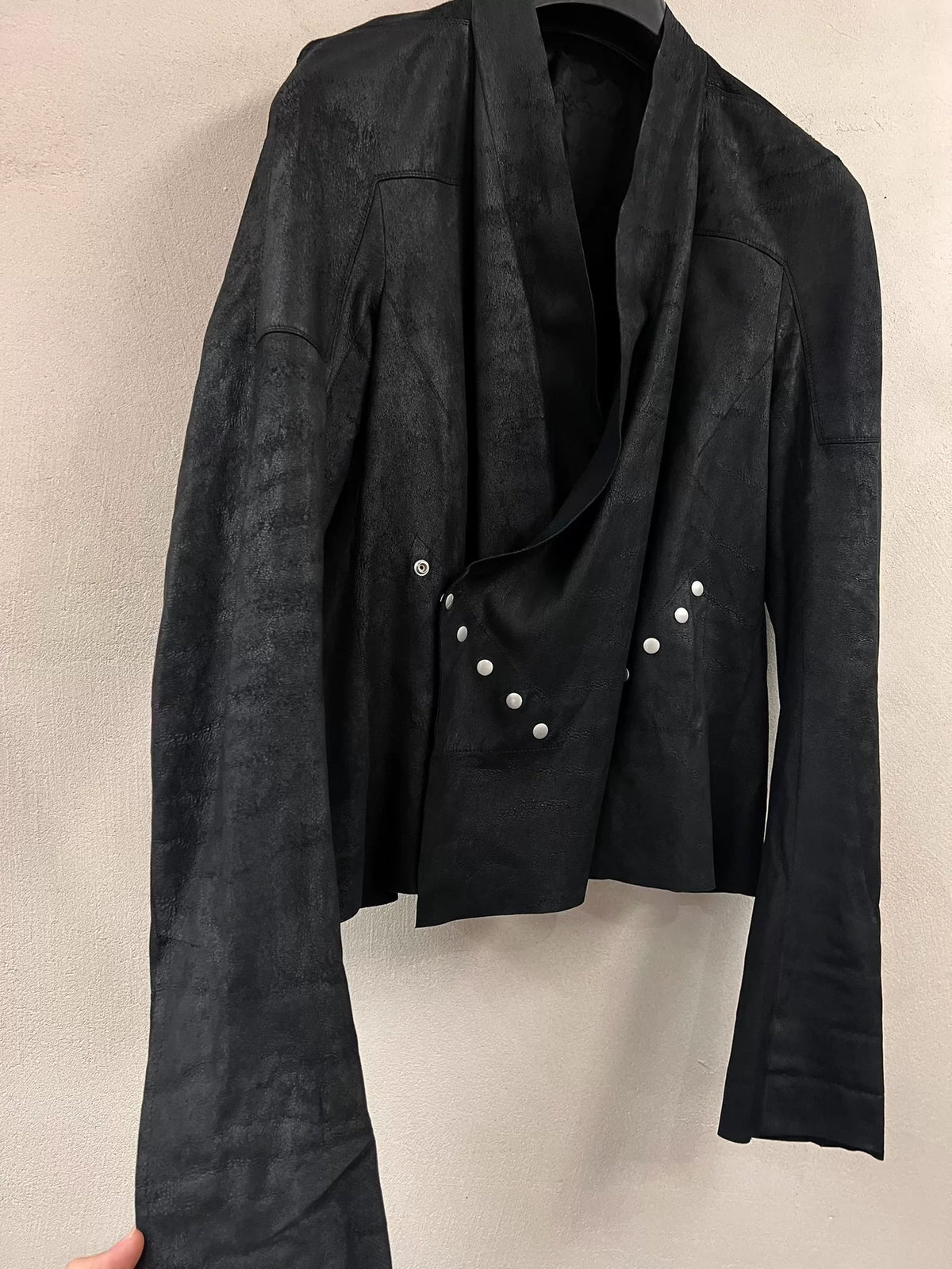 Rick Owens Burnt-Effect Sheepskin Daoist Robe Coat Snap-Button Jacket