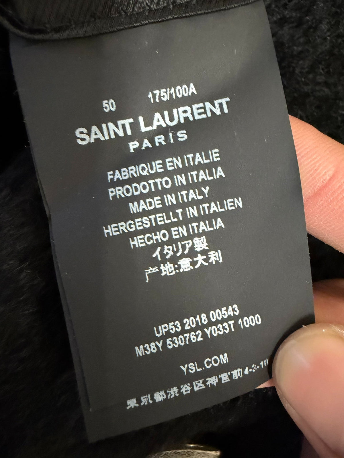 Saint Laurent FW18 Black Gold Button Double-Breasted Wool Coat