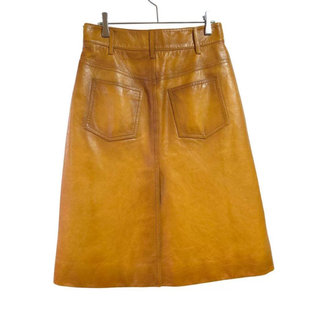 Prada AW17 Distressed Goat Leather Skirt