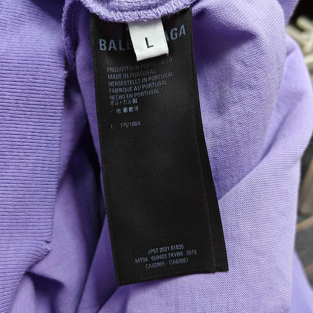 Balenciaga Purple Large Hole Letter Logo Hooded Sweater