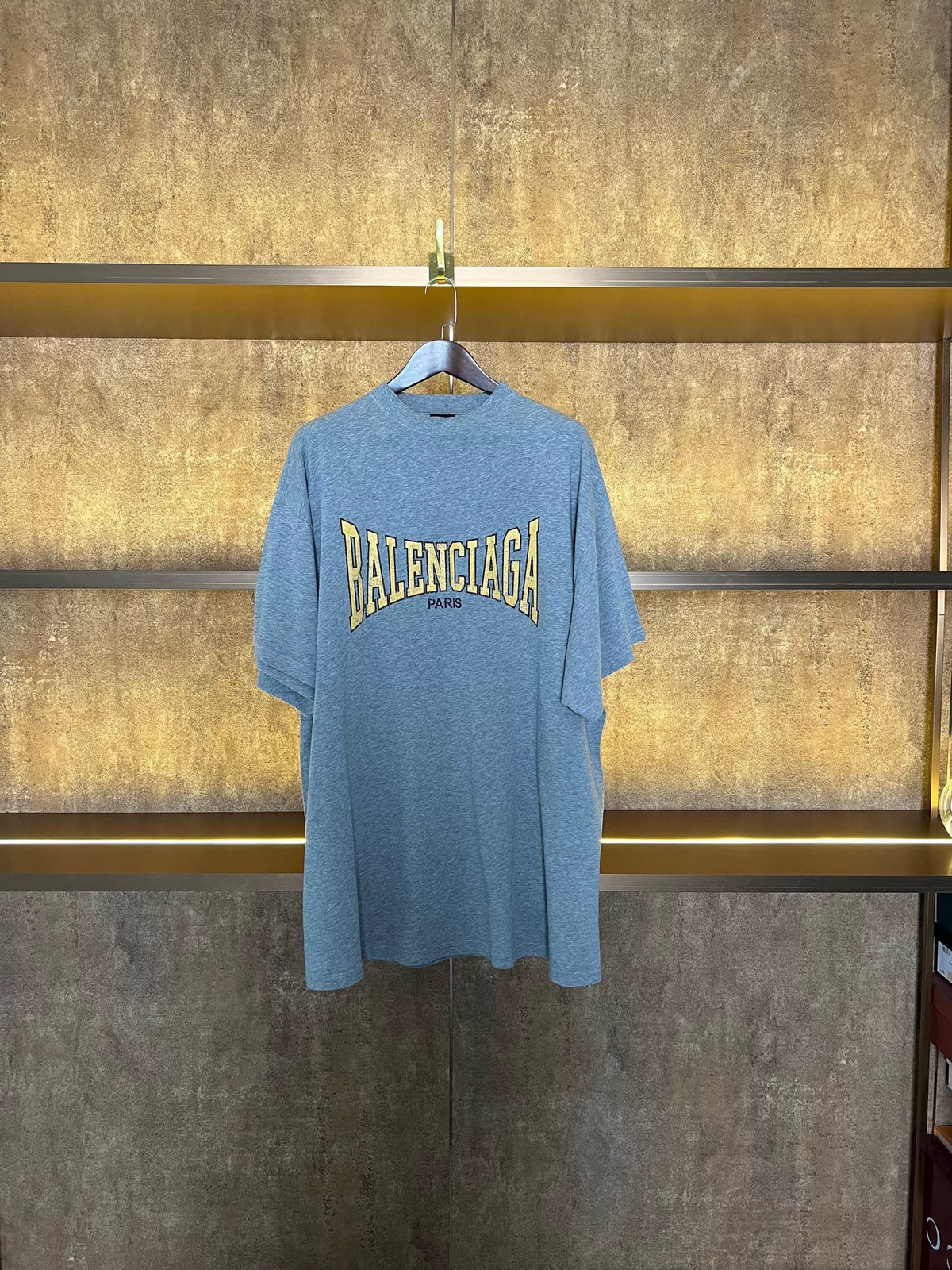 Balenciaga Yellow Logo Short Sleeve Top