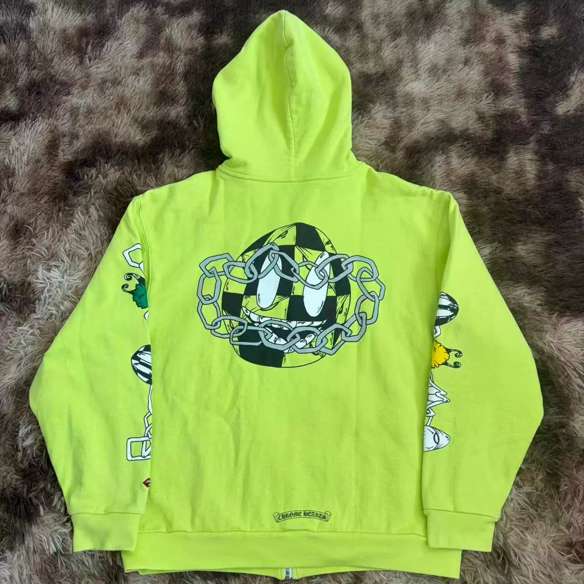 Chrome Hearts Mattyboy Green Graffiti Waffle Zip-Up Jacket