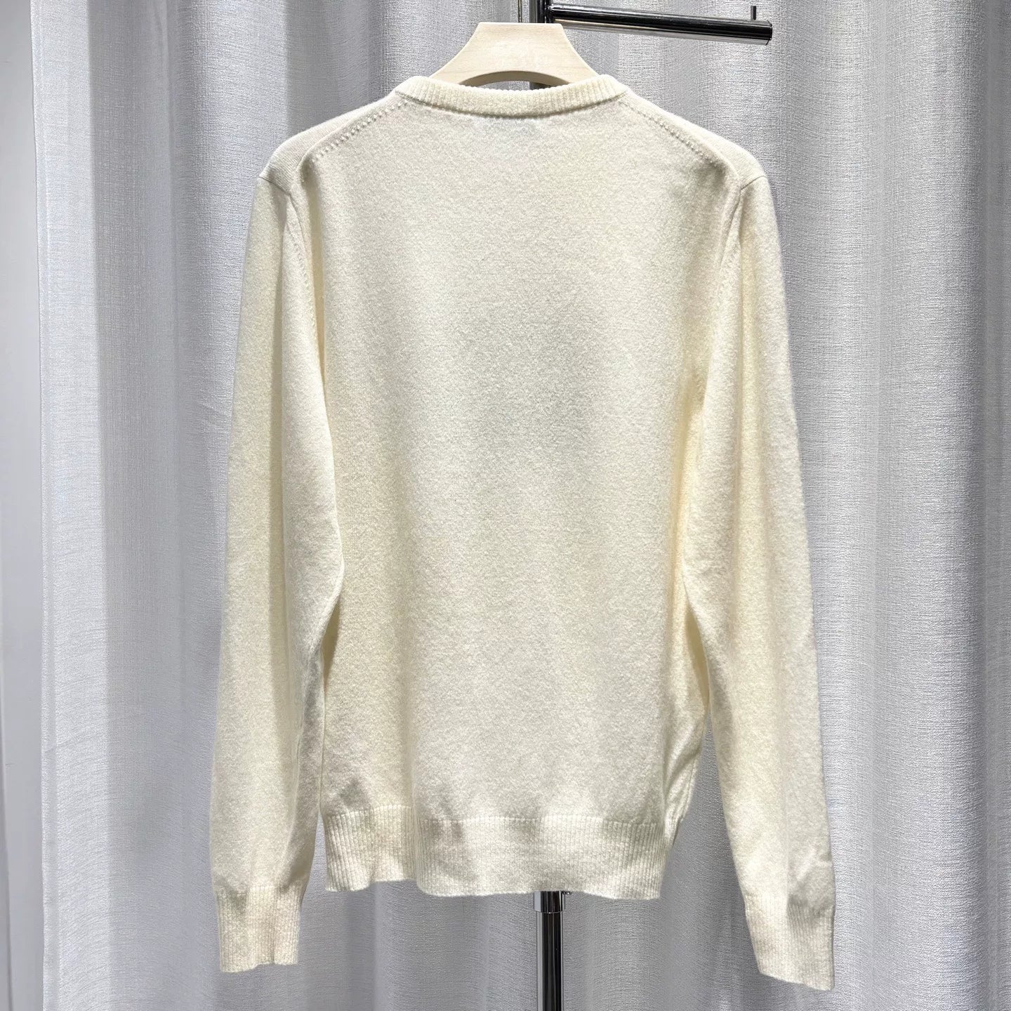Dior Knit 1947 Embroidered Logo Wool Beige Long Sleeve Sweater
