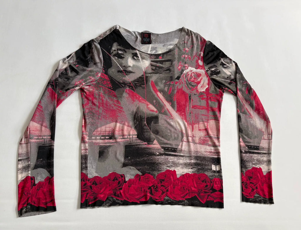 Jean Paul Gaultier Vintage Portrait Print Top