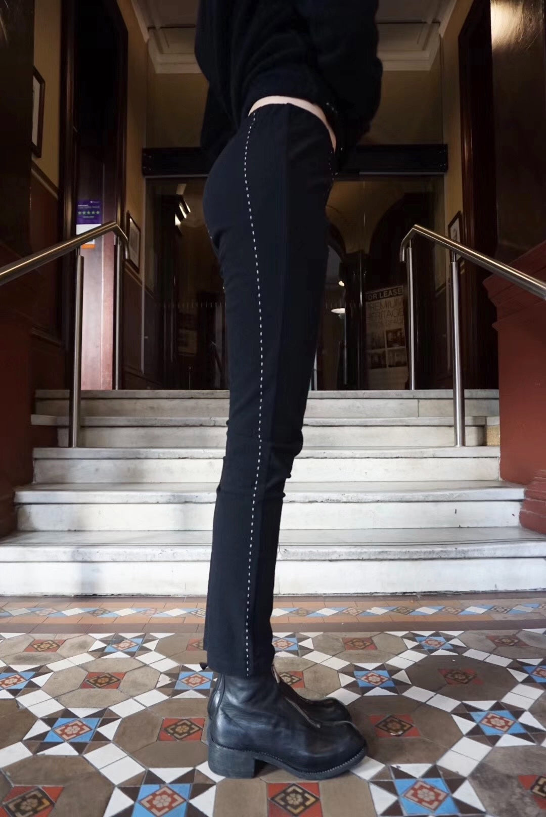 UMA WANG FW17 Phillip Contrast-Stitch Wool Trousers