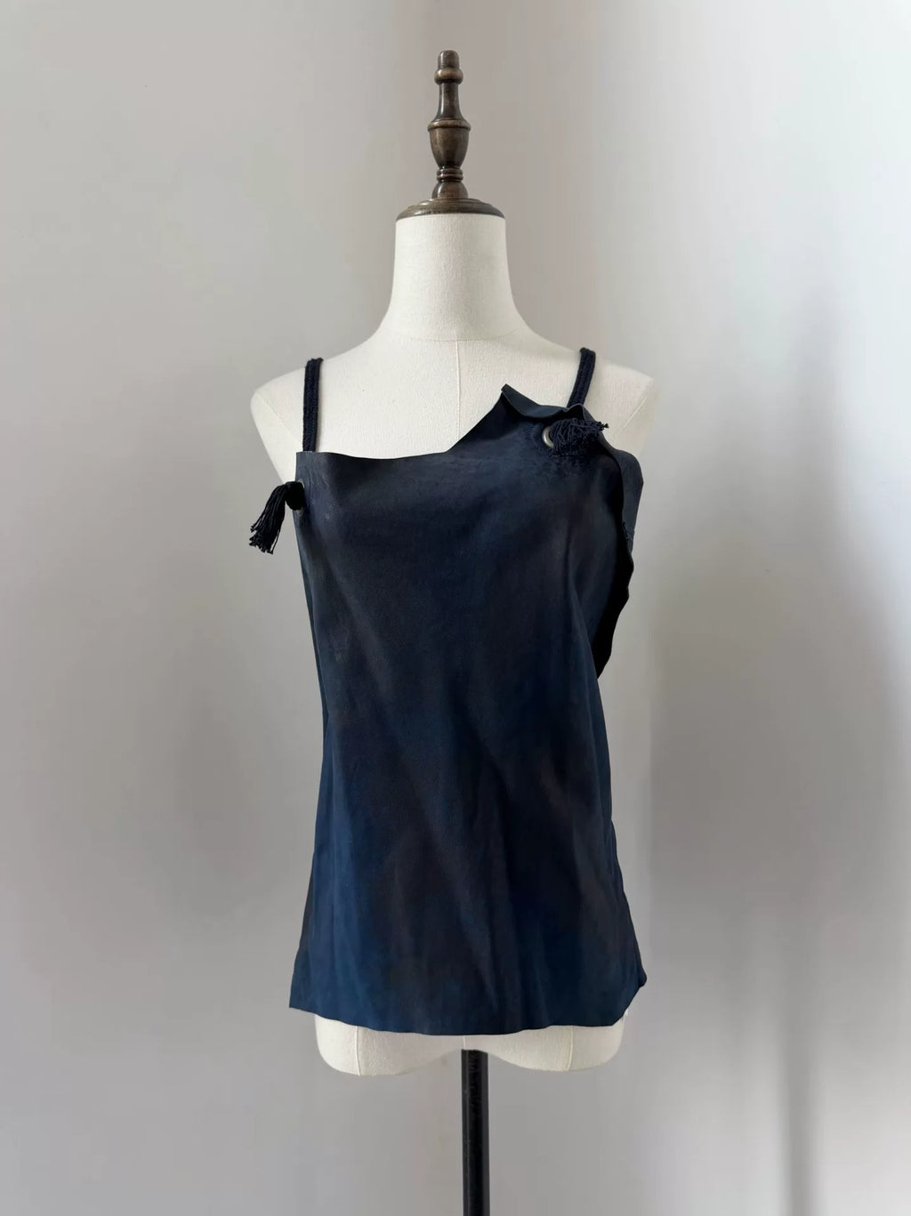 Issey Miyake 2007 Blue Runway Distressed Fringe Top