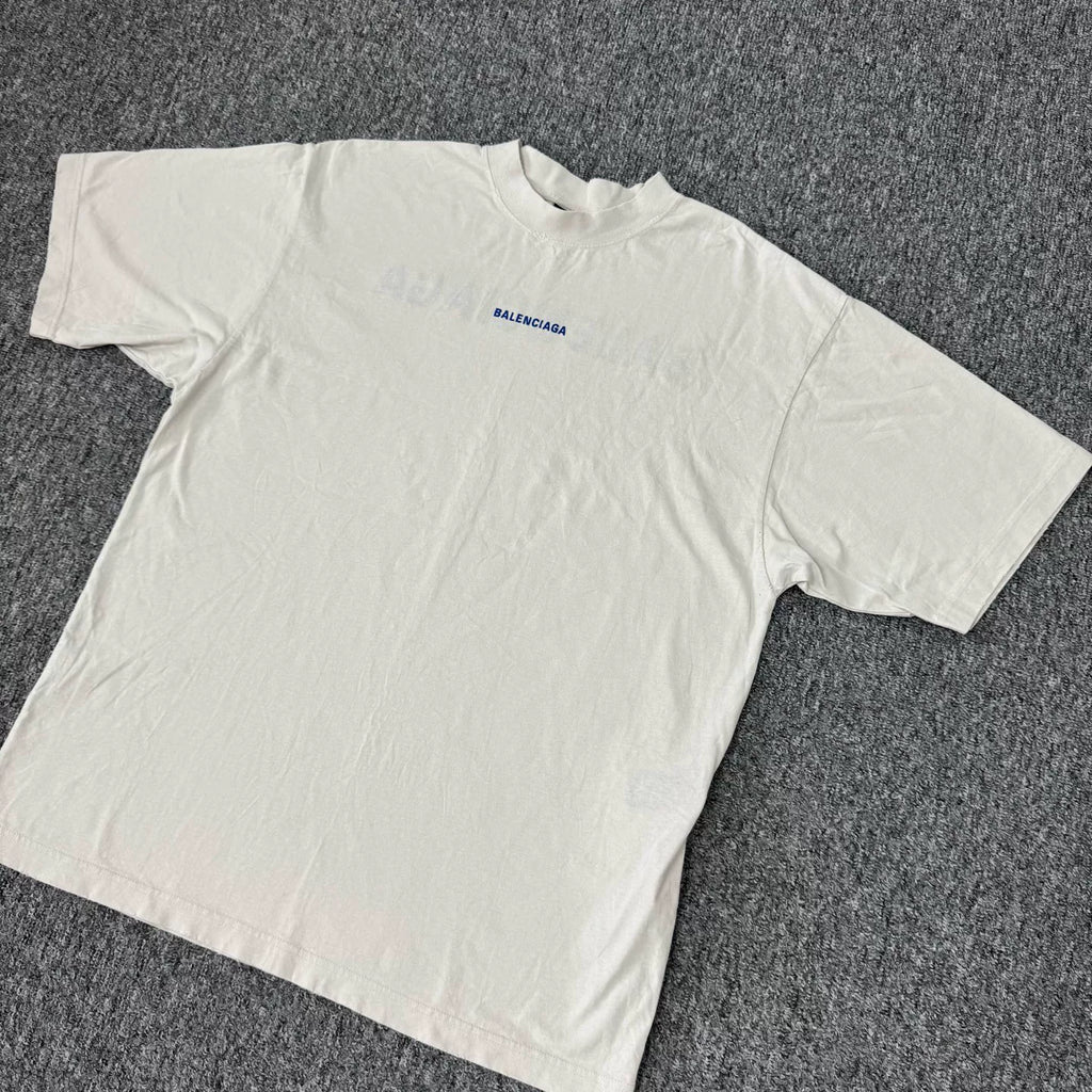Balenciaga FW25 distressed embroidered logo short-sleeve T-shirt