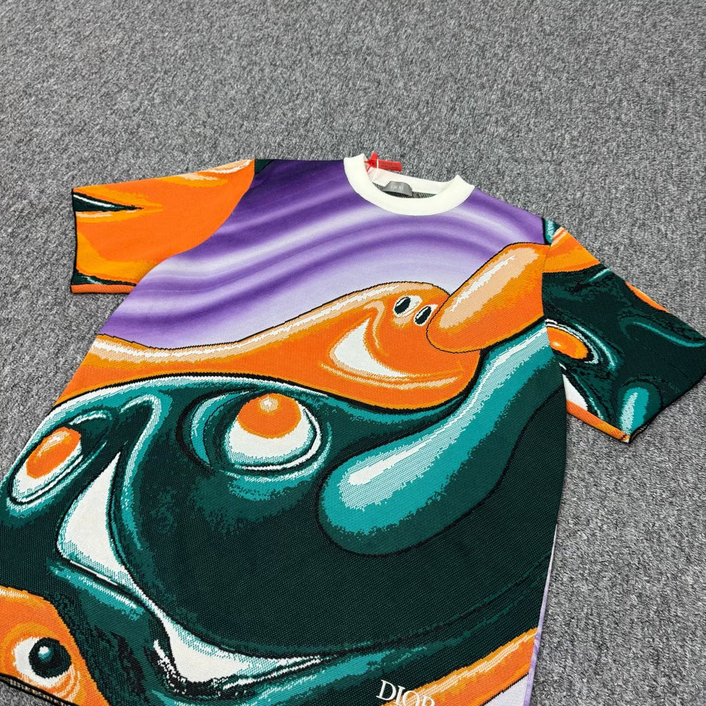 Dior x Kenny Scharf collaboration graffiti short-sleeve knit sweater
