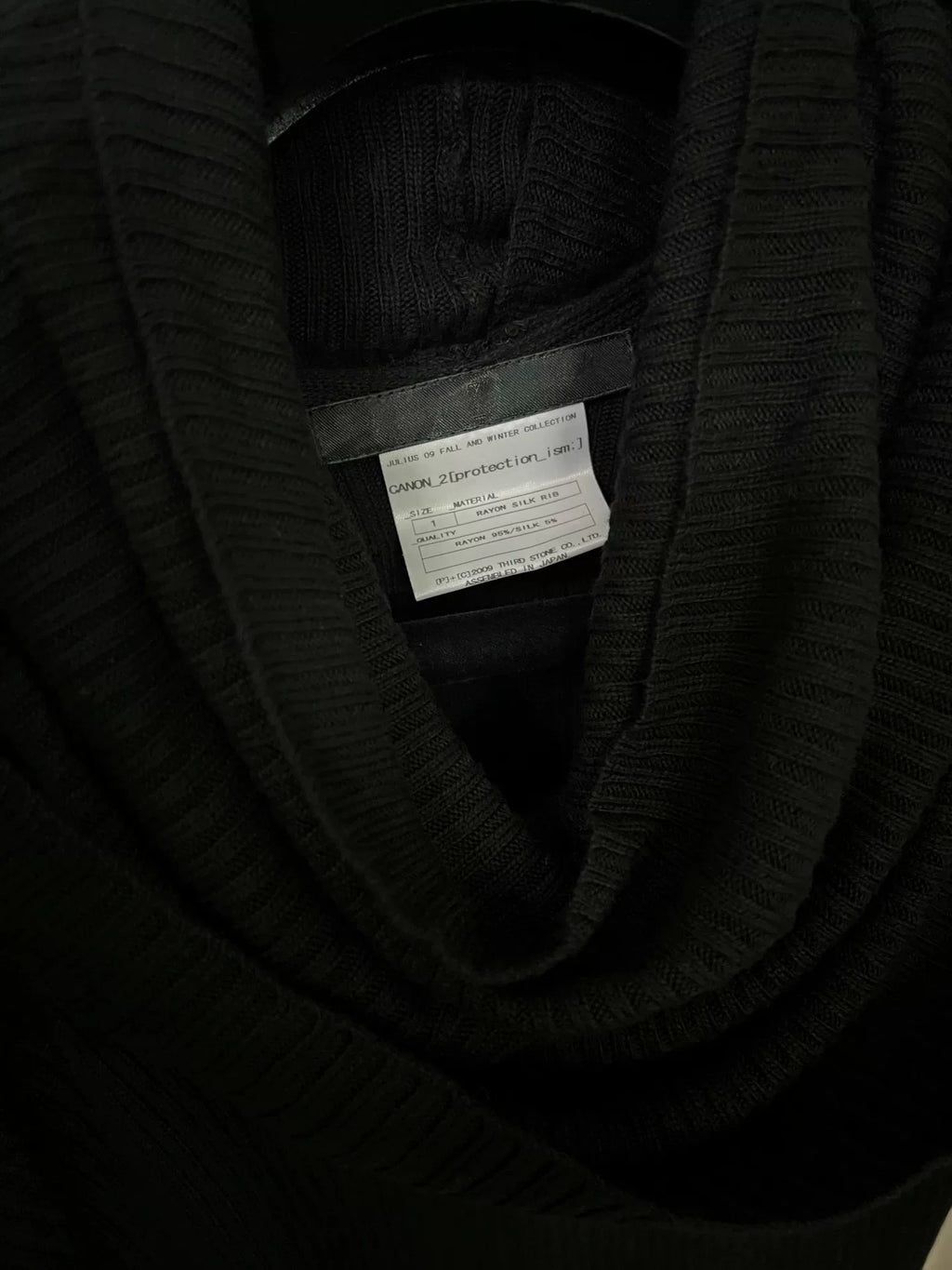 AW09 Comme des Garçons Black Double-Layer Interactive Draped High Collar Silk-Blend Knit Top