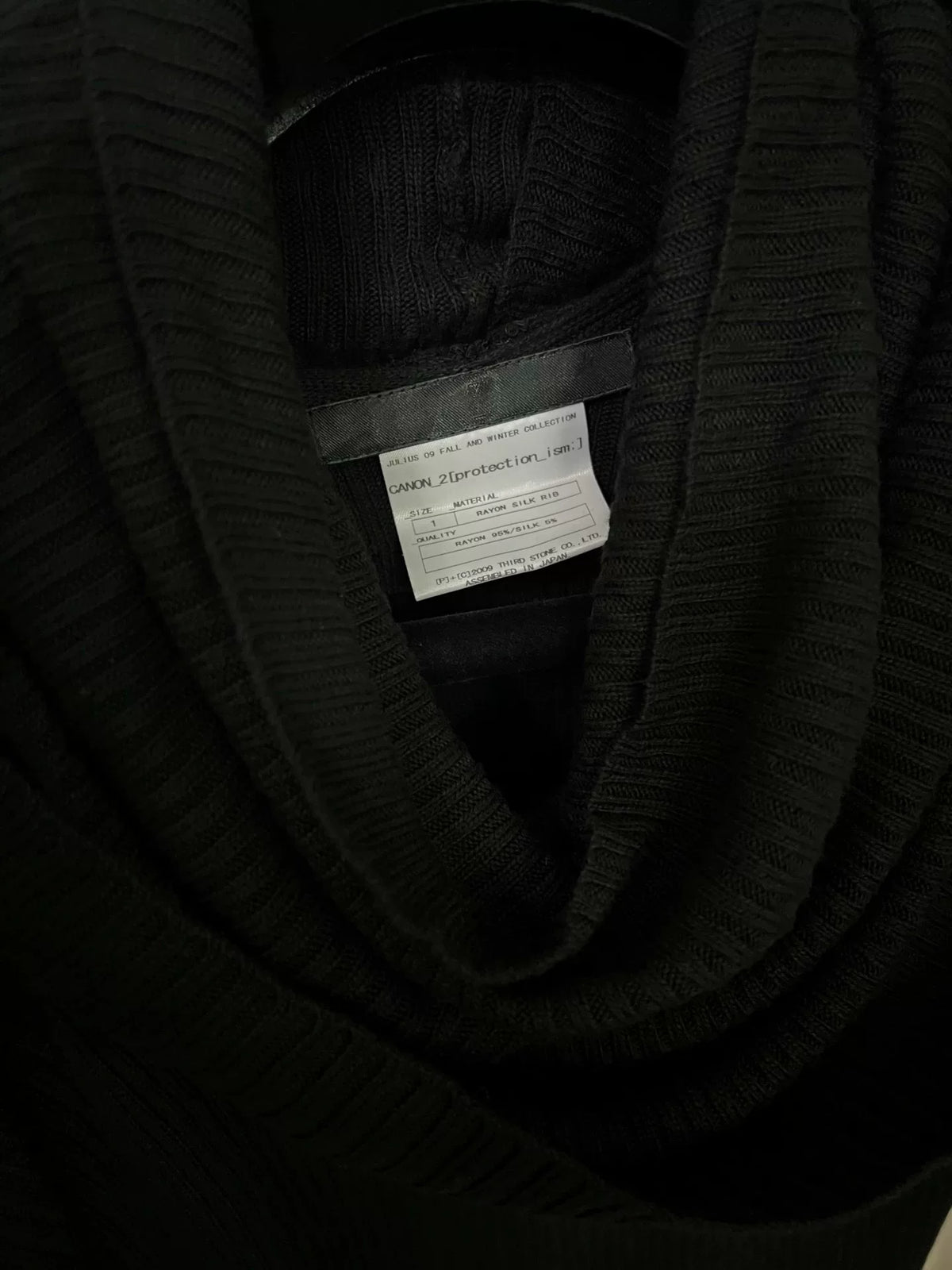AW09 Comme des Garçons Black Double-Layer Interactive Draped High Collar Silk-Blend Knit Top