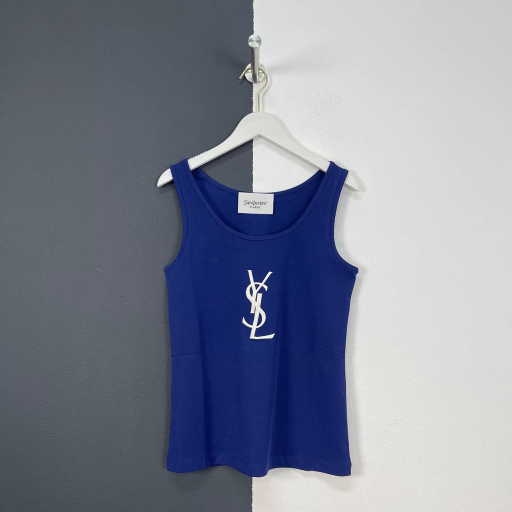 Saint Laurent slp blue YSL large logo tank top
