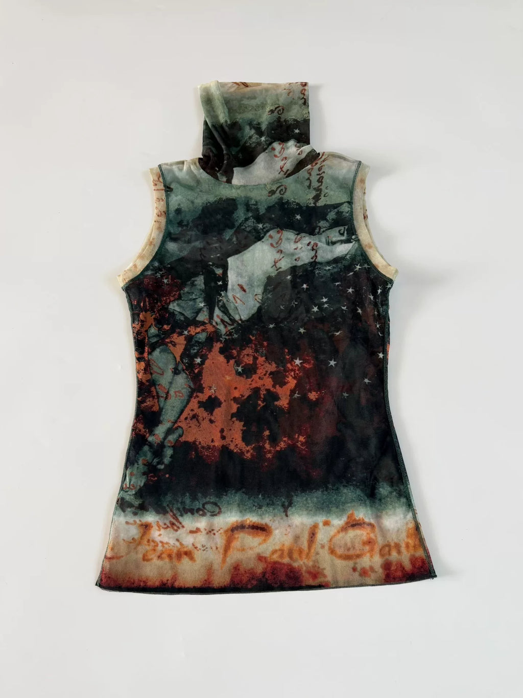 Jean Paul Gaultier Vintage Mesh Portrait Sleeveless Top