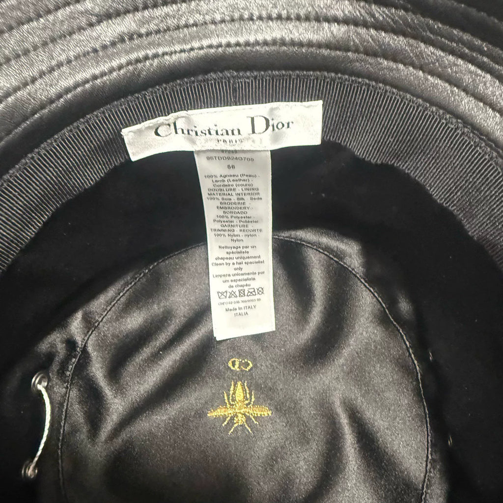 Dior Lambskin Slogan Logo Bucket Hat