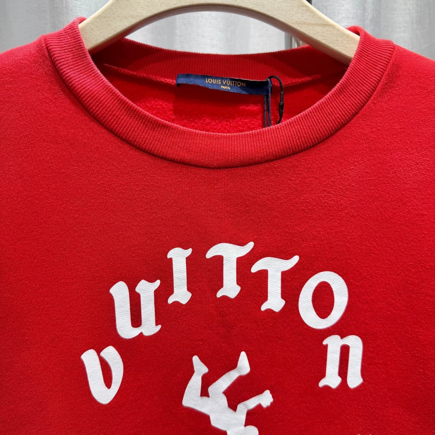 Louis Vuitton Runway Print Logo Cotton Red Hoodie
