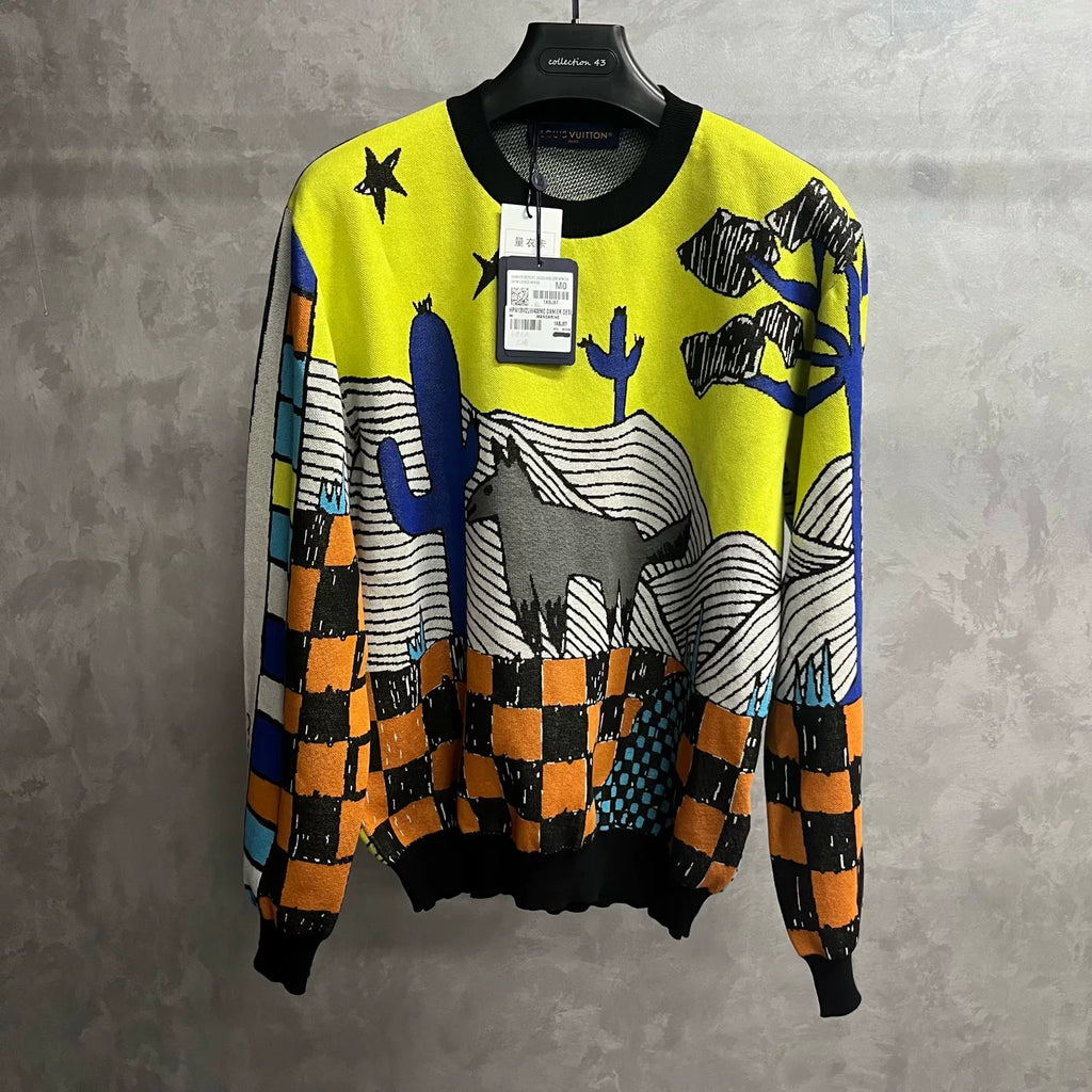 Louis Vuitton Multicolor Cartoon Animal Jacquard Knit Sweater