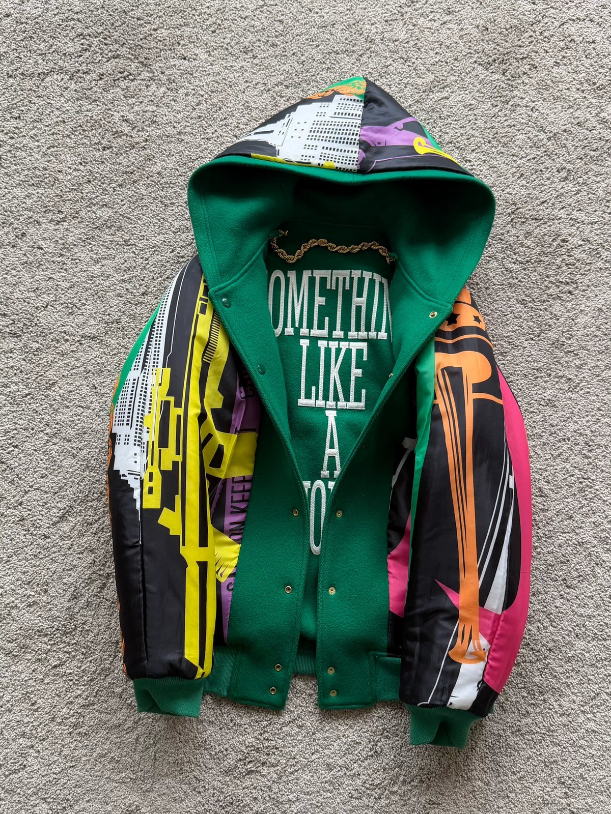 2000s Phenomenon Slogan Reversible Teddy Jacket by Big-O