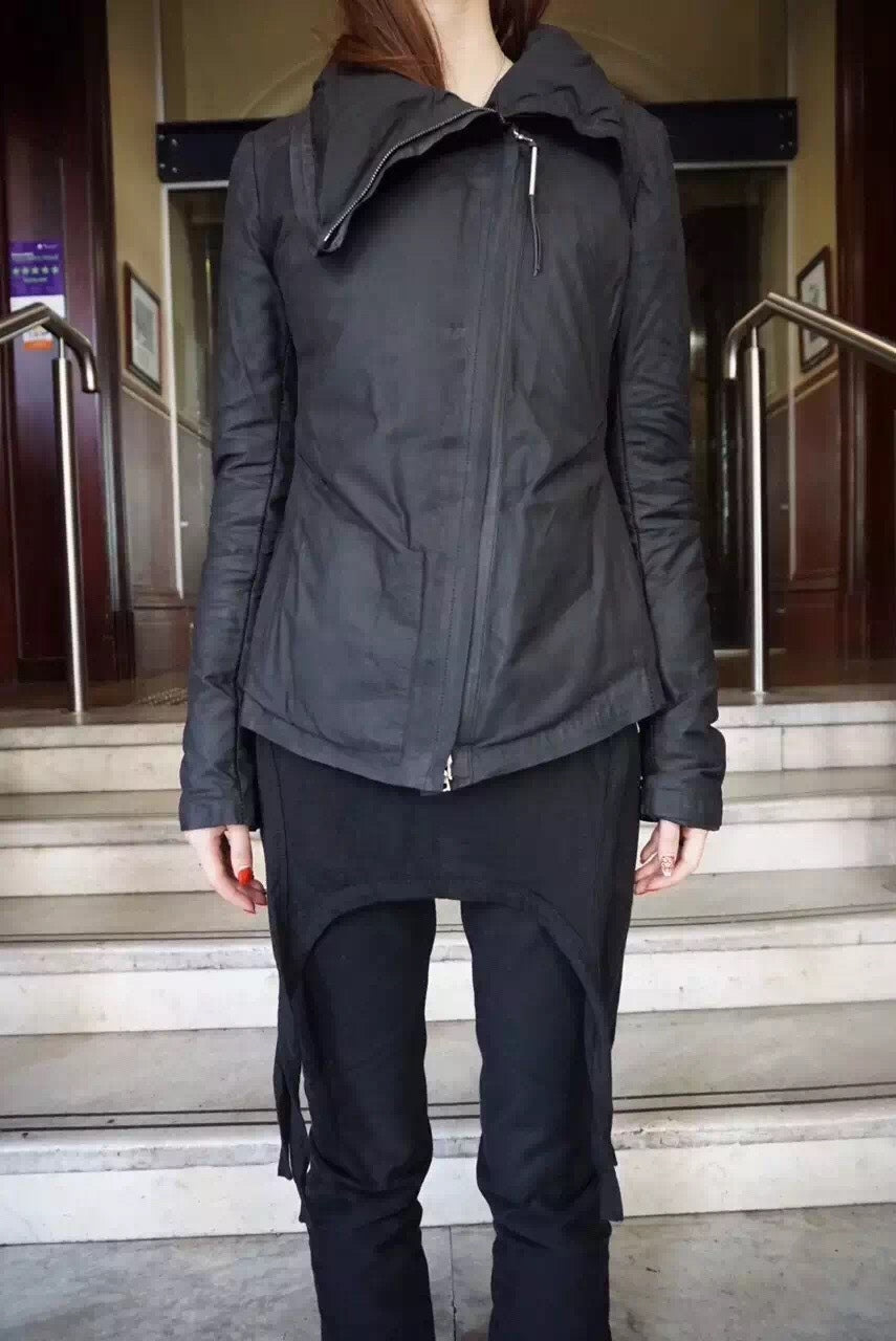 Isaac Sellam women's black diagonal‑zip down jacket