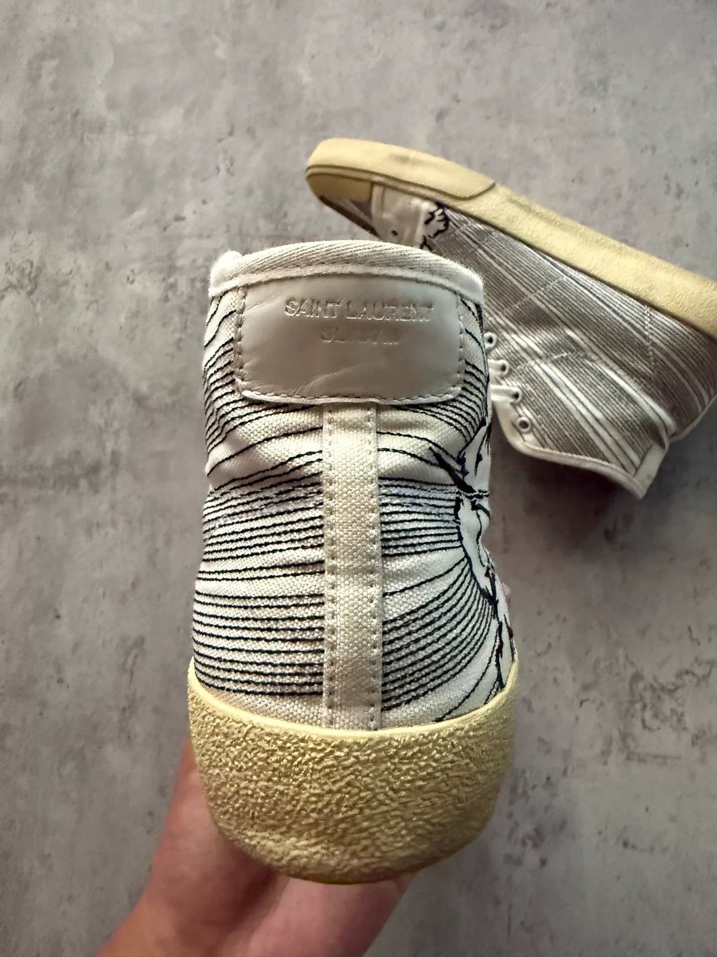 Saint Laurent Paris 16SS Court Classic Comic Explosion Print Canvas Sneakers by Hedi Slimane