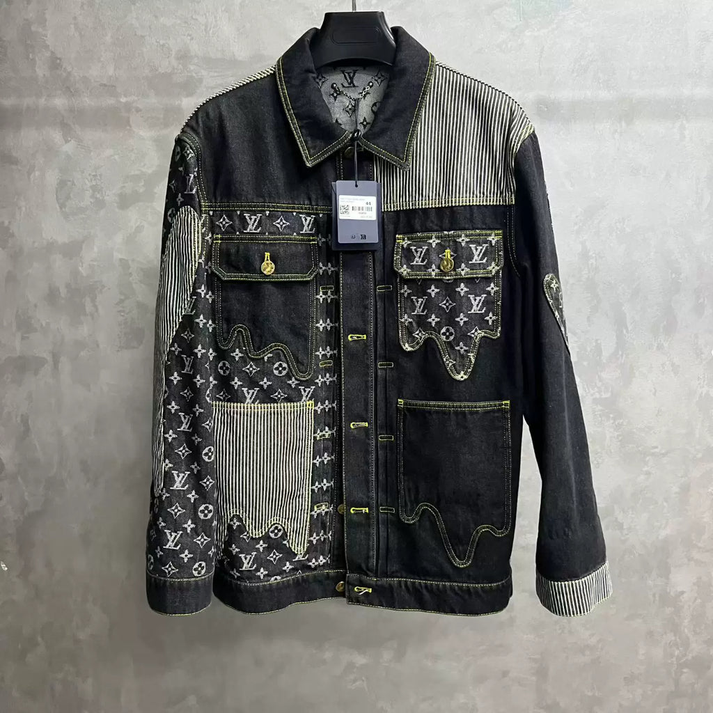 Louis Vuitton Black Deconstructed Monogram Denim Jacket