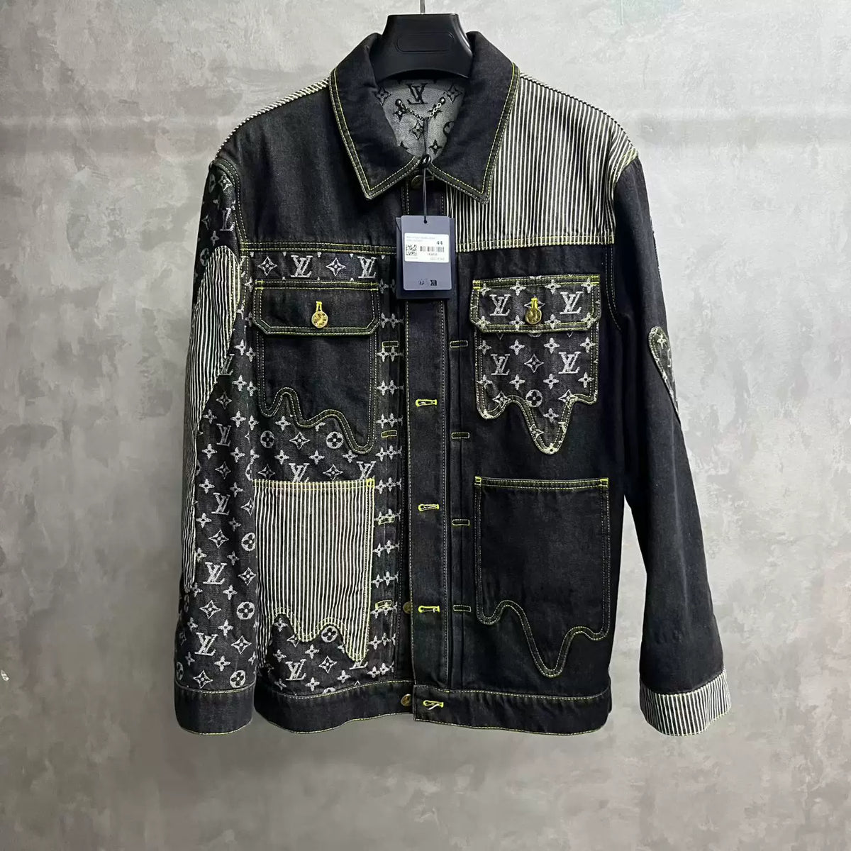 Louis Vuitton Black Deconstructed Monogram Denim Jacket