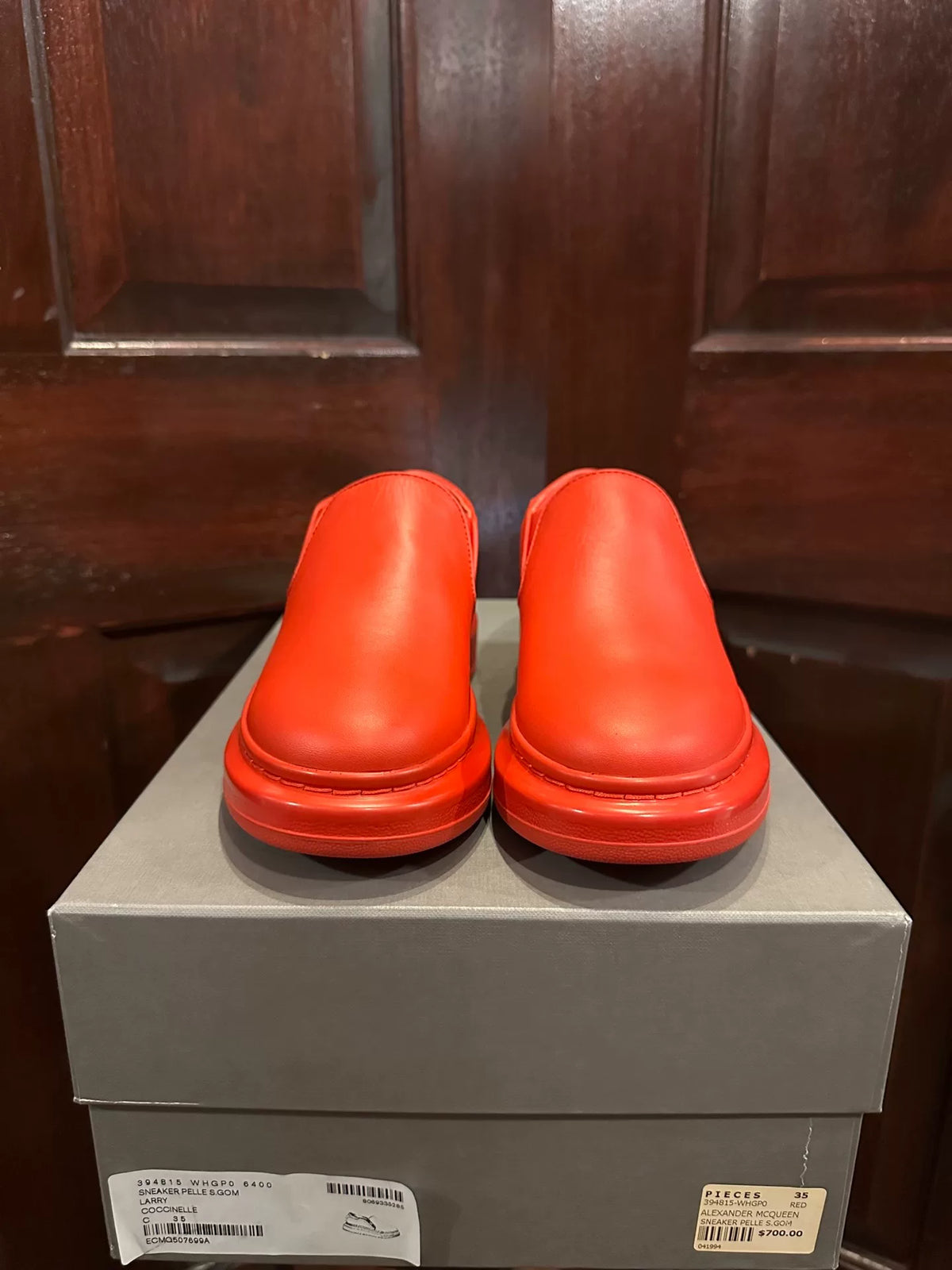 Alexander McQueen Red Thick-Sole Slip-On Sandals