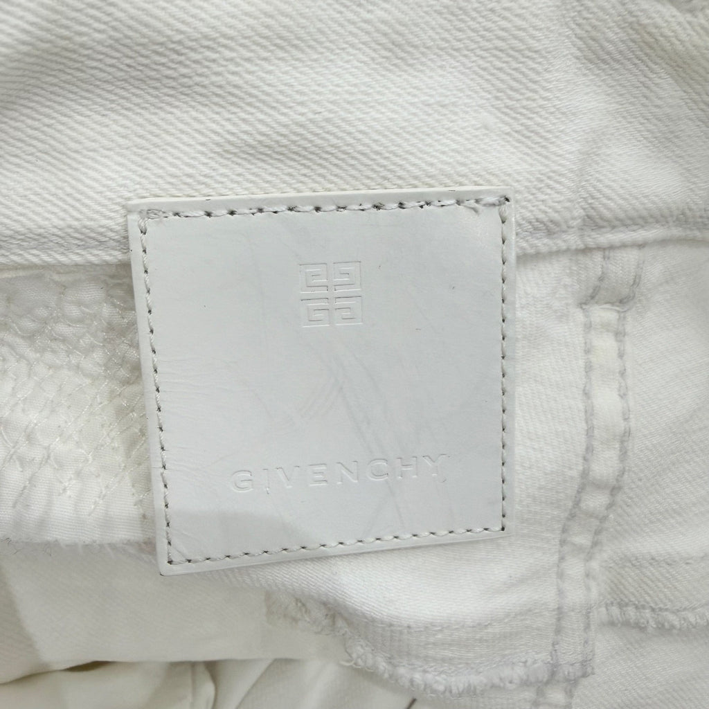 Givenchy Denim Distressed Straight-Leg Cotton White Pants
