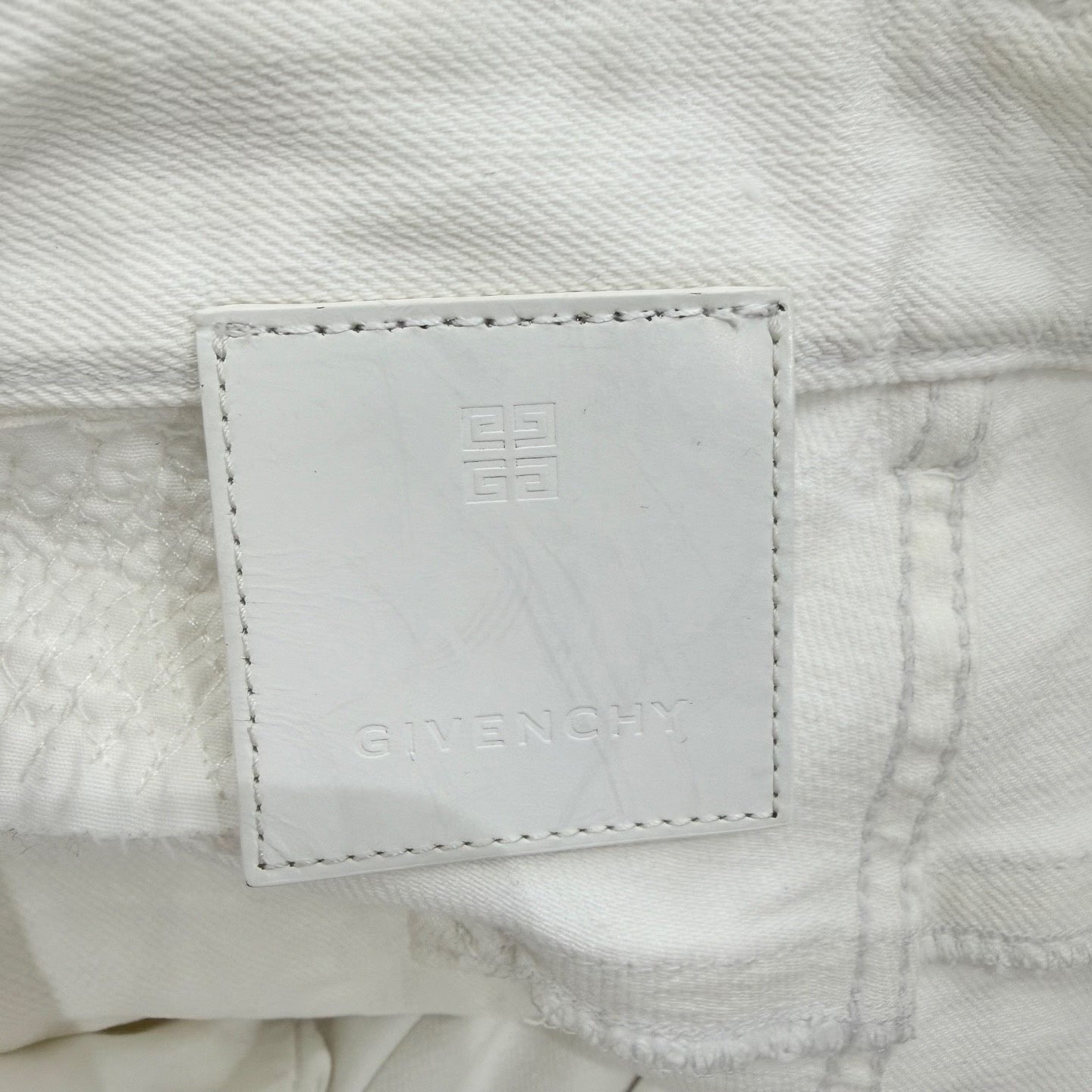 Givenchy Denim Distressed Straight-Leg Cotton White Pants