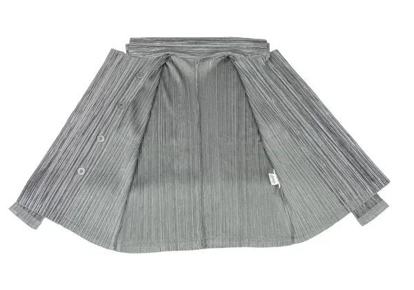 Issey Miyake Vintage Grey Double-Breasted Pleated Shirt