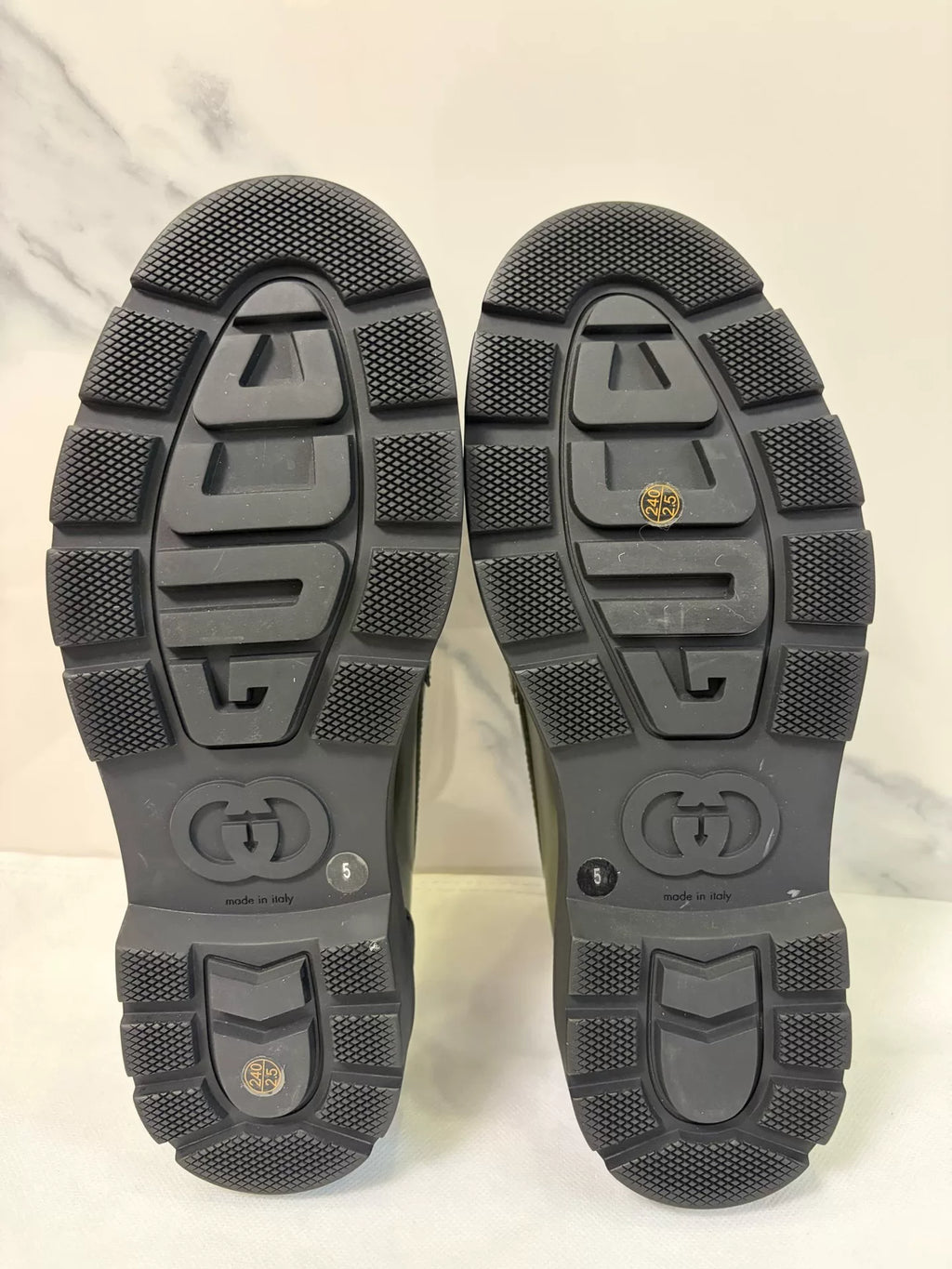 Gucci Dark Green Horsebit Leather Loafers