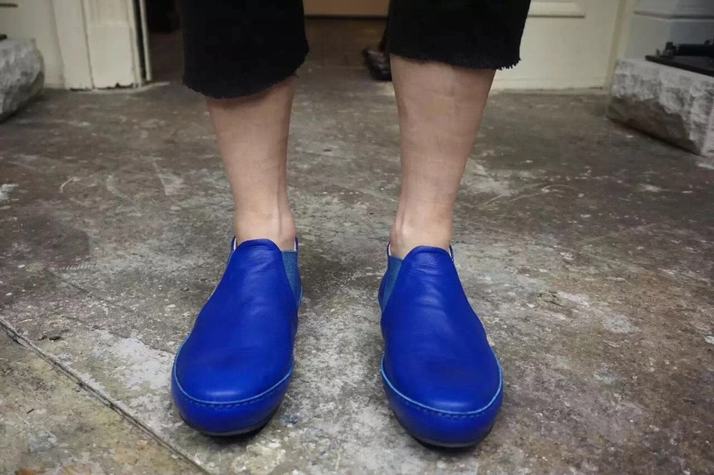 M.A+ Sodalite Blue Slip-On Vacchetta Leather Loafers