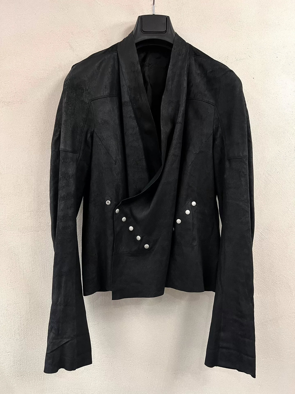 Rick Owens Burnt-Effect Sheepskin Daoist Robe Coat Snap-Button Jacket