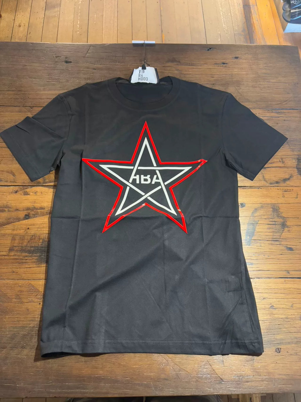 HBA Hood By Air FW15 Black Five-Pointed Star Print Cotton Tee