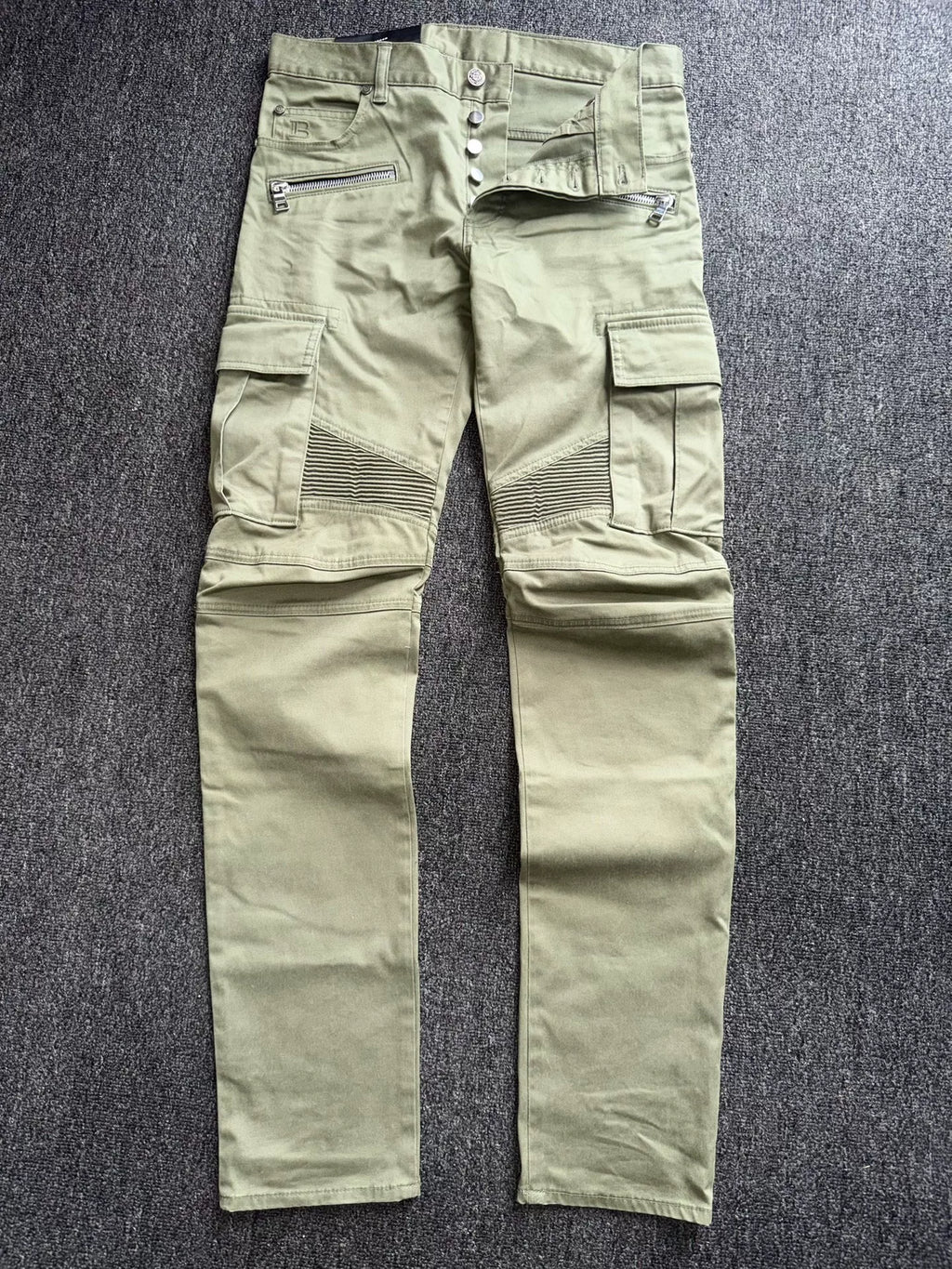 Balmain Paris 15SS Zip Pocket Olive Pants