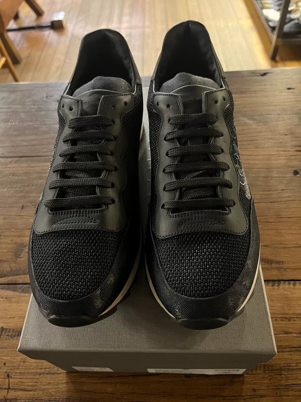Alexander McQueen SS15 Black Feather Print Sneakers