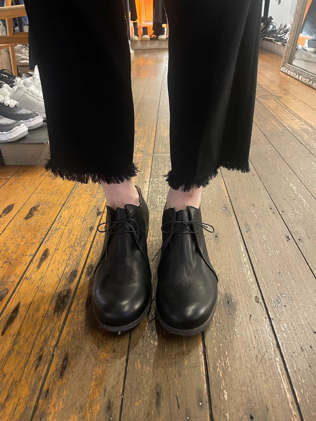 M.A+ SS18 Black Double Fold Derby Leather Shoes