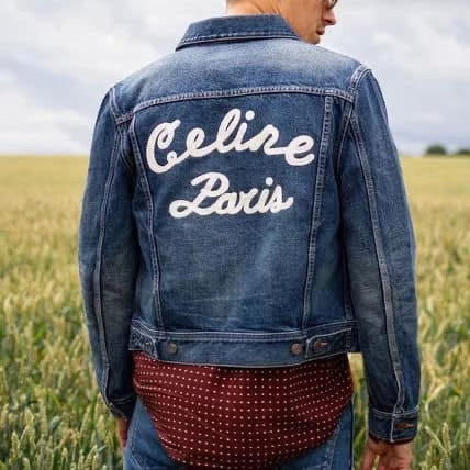 Celine 20FW Dark Union Slogan Denim Jacket