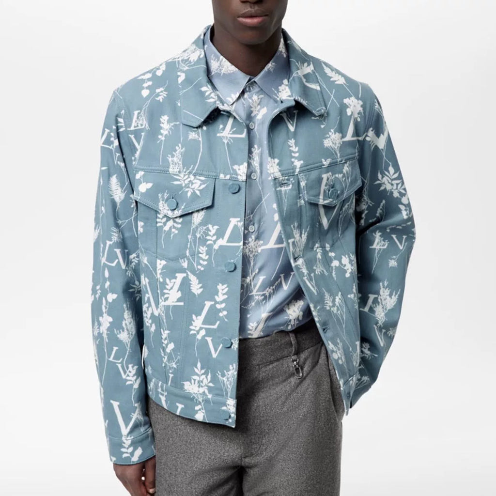 Louis Vuitton 2023 All-Over Print Cotton Single-Breasted Blue Jacket